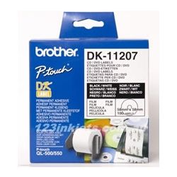 Brother DK-11207 White CD/DVD Film Labels 58 Diameter 100 Labels per roll