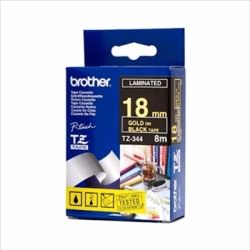 Brother TZ-344 Gold Printing on Black Tape