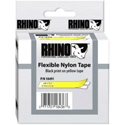 Dymo SD18490 Rhino Flexible Nylon Yellow 12mm x 3.5m