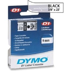 Dymo SD40910 40910 D1 Label Cassette 9mm x 7m Black/Clear