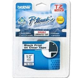 Brother TZE-131 12mm Black on Clear TZE Tape GENUINE