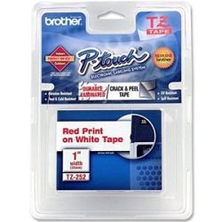 Brother TZE-252 24mm Red on White TZ Tape GENUINE
