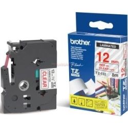 Brother TZE-132 12mm Red on Clear TZE Tape GENUINE