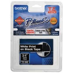 Brother TZE-345 18mm White on Black TZ Tape GENUINE