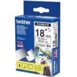 Brother TZE-FX241 18mm Black on White Flexible TZ Tape GENUINE