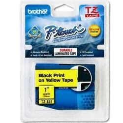 Brother TZE-S651 24mm Black on Yellow Strong Adhesive TZE Tape GENUINE