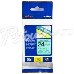 Brother TZE-751 24mm Black on Green TZE Tape