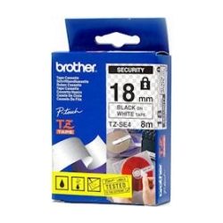 Brother TZSE4 18mm Black on White Security TZ Tape GENUINE