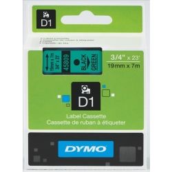 Dymo SD45809 D1 Label Cassette 19mm x 7m Black on Green
