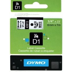 Dymo SD43613 43613 D1 Label Cassette 6mm x 7m Black/White