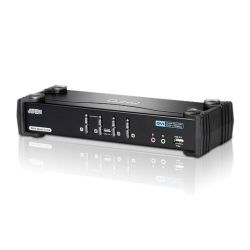 Aten 4-Port USB Dual-Link DVI KVMP Switch with 7.1 Audio and USB 2.0 Hub Cables Included