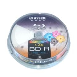 Ritek BMDRITBLU2XRC10 Blu-Ray BD-R 2x 25GB 130Min White Top Printable 10pcs