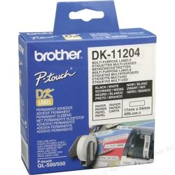 Brother DK-11204 White Multi-Purpose/Return Address Labels 17mm x 54mm 400 Labels/Roll