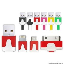 3in1 USB Charger/Data Cable Adapter for Apple/Samsung