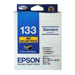 Epson Standard Capacity 5 Ink Value Pack (2x Black 1x Cyan 1x Magenta 1x Yellow) to Suit Stylus N11 NX125 NX130 NX230 NX420 NX430 WF320 WF325 WF5
