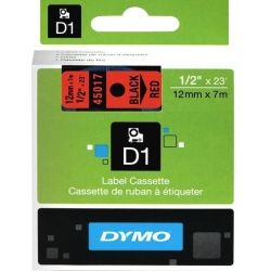 Dymo SD45017 45017 D1 Label Cassette12mm x 7m Black/Red