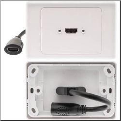 Pro2 Horizontal HDMI Wall Plate with Flexible Rear Socket Single 1x HDMI