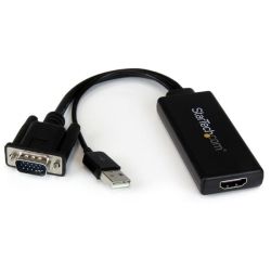 StarTech VGA to HDMI Adapter with USB Audio and Power Portable VGA to HDMI Converter 1080p
