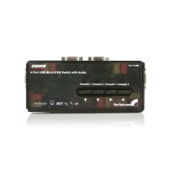 StarTech 4-Port Black USB KVM Switch Kit with Cables and Audio