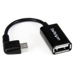 StarTech 5 inch Right Angle Micro USB to USB OTG Host Adapter M/F