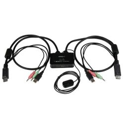 StarTech 2-Port USB DisplayPort Cable KVM Switch w/ Audio and Remote Switch USB Powered