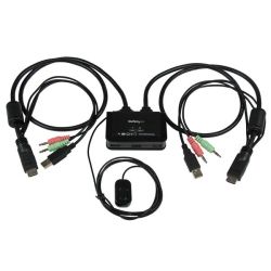 StarTech 2-Port USB HDMI Cable KVM Switch with Audio and Remote Switch USB Powered