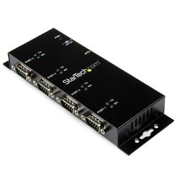 StarTech 4-Port USB to DB9 RS232 Serial Adapter Hub Industrial DIN Rail and Wall Mountable