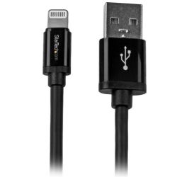 StarTech 2m (6ft) Long Black Apple 8-Pin Lightning Connector to USB Cable for iPhone/iPod/iPad