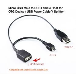 EZCool Micro USB Male to USB Female Host for OTG Device/USB Power Cable Y Splitter