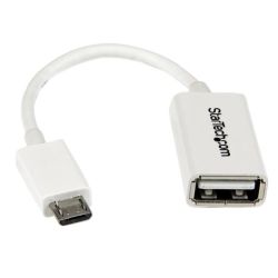StarTech 5 inch White Micro USB to USB OTG Host Adapter M/F