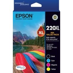 Epson 220XL Capacity Four Colour Value Pack (Black Cyan Magenta and Yellow)-Epson WorkForce WF-2630 WF-2650 and WF-2660