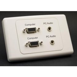 Alectro Dual SVGA Wall Plate w/ 2x 3.5mm Audio: 2x VGA 2x 3.5mm