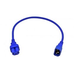 4Cabling IEC C14 C15 Extension Cord 0.5m Blue 250V/10A Rated