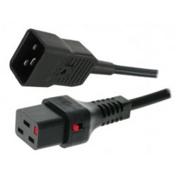 4Cabling IEC C20 to IEC Lock C19 1M: Black Cable and Black Connectors