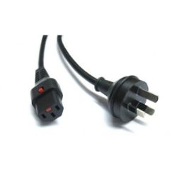 4Cabling IEC Lock C13 to Australian 3-Pin Plug 3m : Black Cable with Black Connector and Plug
