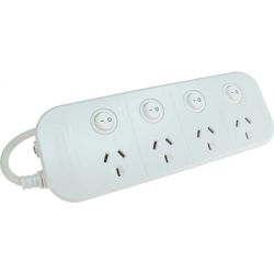 Jackson Industries Jackson 4 Way Individually Switched Powerboard: White 1m Lead