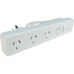 Jackson Industries Jackson 4 Way Surge Protected Powerboard w/ Master Switch White