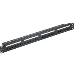 Astrotek Cat6 Patch Panel 24-Port PCB Type with Cable Management 3U' Black