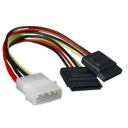 Astrotek Internal Power to SATA Molex Cable 4-Pins to 2x 15-Pins 18AWG RoHS