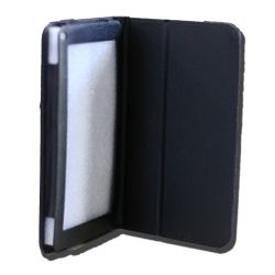 Leader Computer LeaderTab7 Folio Case Black Faux Leather. Camera Hole rear