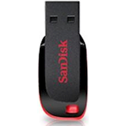 SanDisk Cruzer Blade USB Flash Drive CZ50 64GB USB2.0 Black with red accent Compact Design 5yr