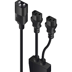 ALOGIC 0.3m Y Splitter Power Cable IEC C14 (M) 2 IEC C13 (F)