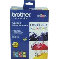 Brother LC38CL3PK Cyan/Magenta/Yellow Ink Cartridges 3-Pack (0.26K Each) GENUINE