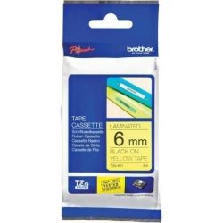 Brother TZE-611 6mm Black on Yellow TZE Tape GENUINE
