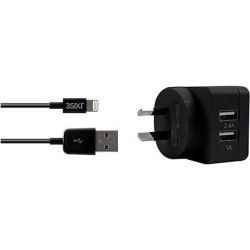 3Sixt Dual USB AC Charger 3.4A Lightning Black