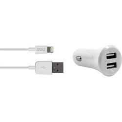 3Sixt Dual USB Car Charger 3.4A Lightning White