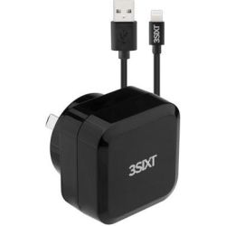 3Sixt Wall Charger AU 4.8A Lightning Cable 1m Black