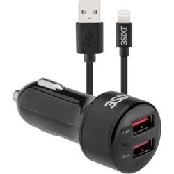 3Sixt Car Charger 4.8A Lightning Cable 1m Black