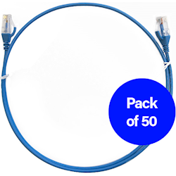 4Cabling 2m Cat6 Ultra Thin LSZH Pack of 50 Ethernet Network Cable Blue