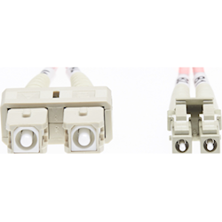 4Cabling 0.5m LC-SC OM4 Multimode Fibre Optic Cable 2mm Oversleeving Salmon Pink